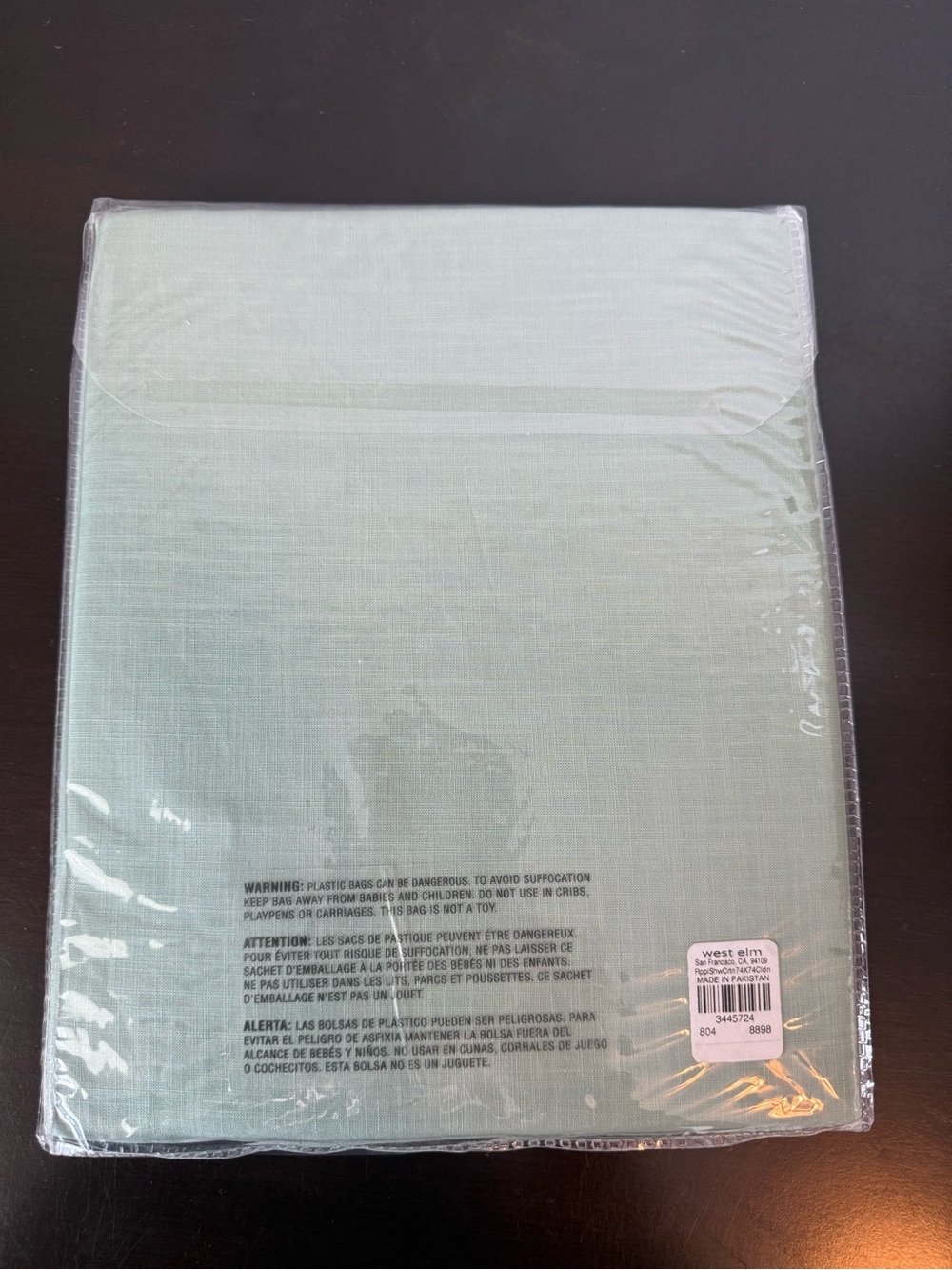 West Elm Sage Green Ripple Shower Curtain - Picture 4 of 4